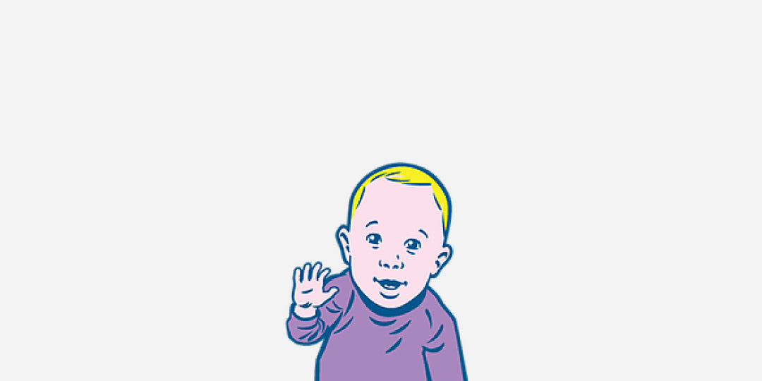 A baby waving his hand