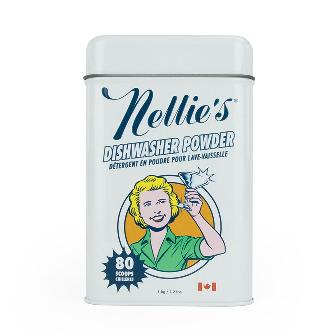 A tin of Nellie's Dishwasher Powder - 1kg/2.2lbs - 80 scoops 